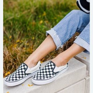 Vans Black and White Checkerboard Slip-Ons